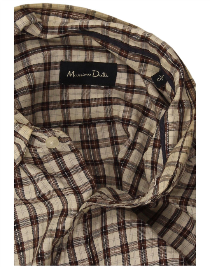 Massimo Dutti Herren-Flanellhemd, groß, braun kariert