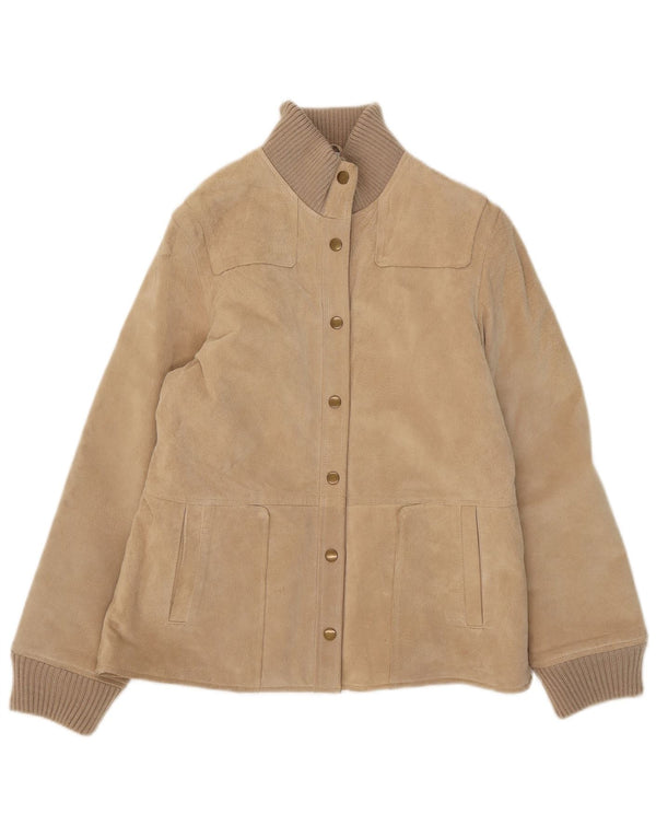 Castro Damen Wildleder Bomberjacke UK 14 Großes beiges Leder