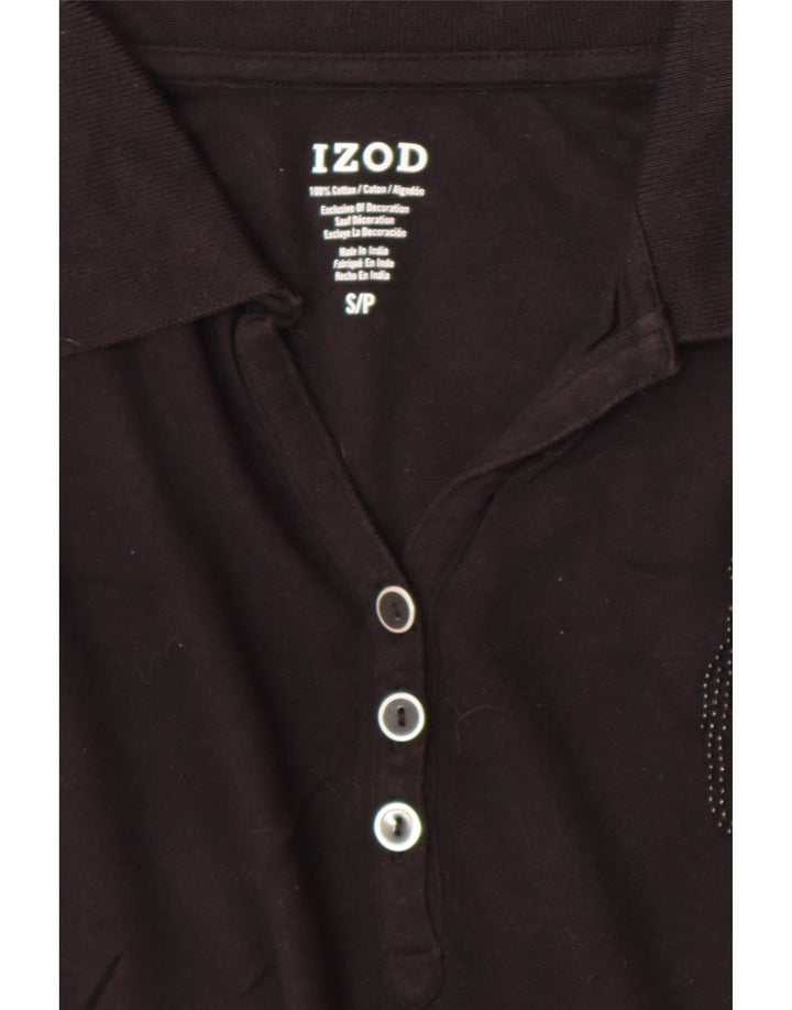 Izod Damen Poloshirt UK 10 Small Schwarz Baumwolle