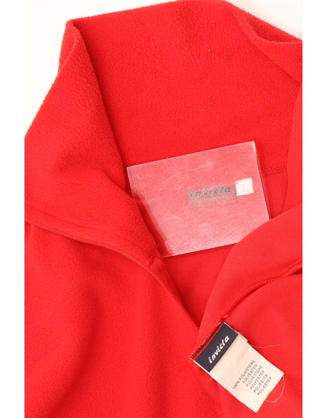 INVICTA Herren-Fleecepullover mit Reißverschluss am Hals, großes rotes Polyester