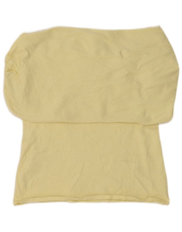 Schulterfreies Top für Damen von Zara, UK 16, Größe L, gelbe Viskose