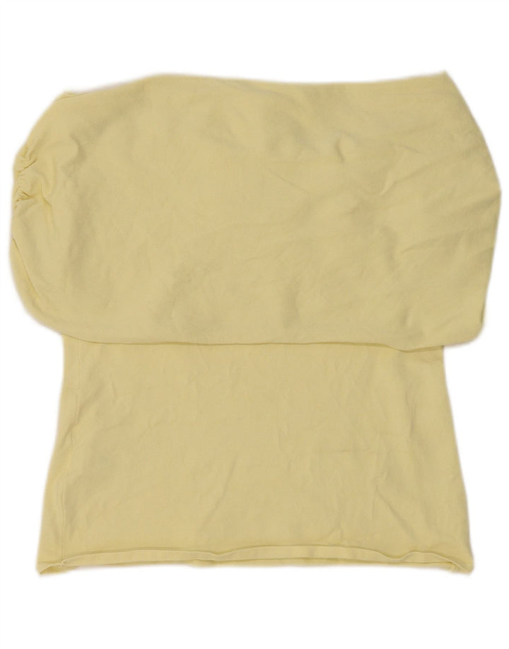 Schulterfreies Top für Damen von Zara, UK 16, Größe L, gelbe Viskose