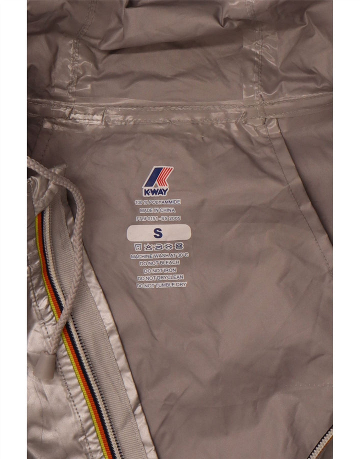 K-WAY Womens Loose Fit Hooded Rain Jacket UK 10 Small Silber Polyamid