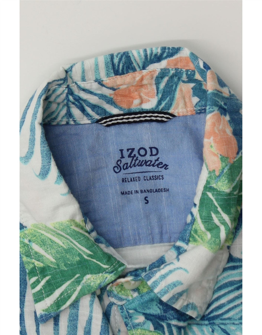 IZOD Herren Salzwasser-Kurzarmhemd, klein, blau, geblümt