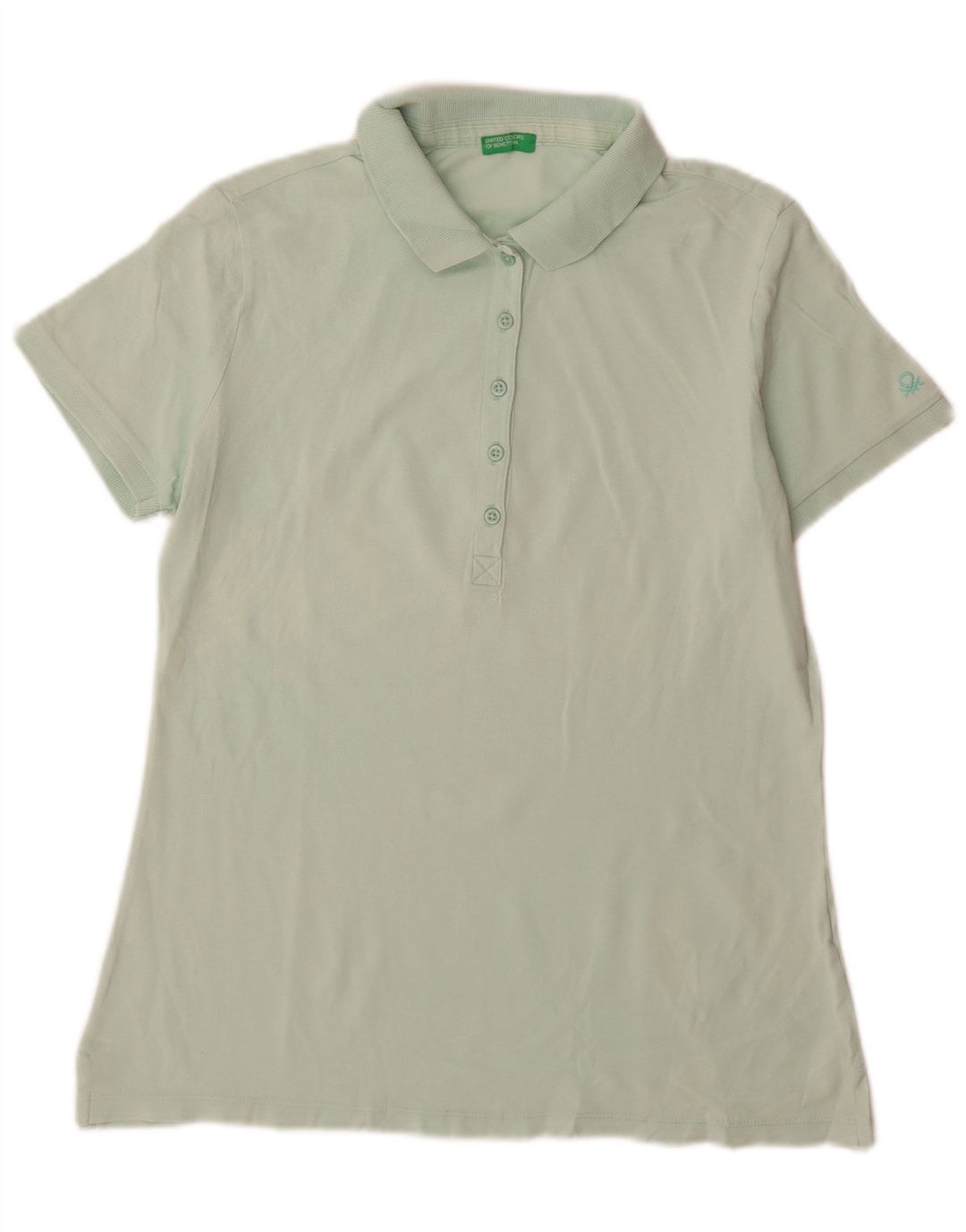 Benetton Damen Poloshirt UK 14 Mittelgrün