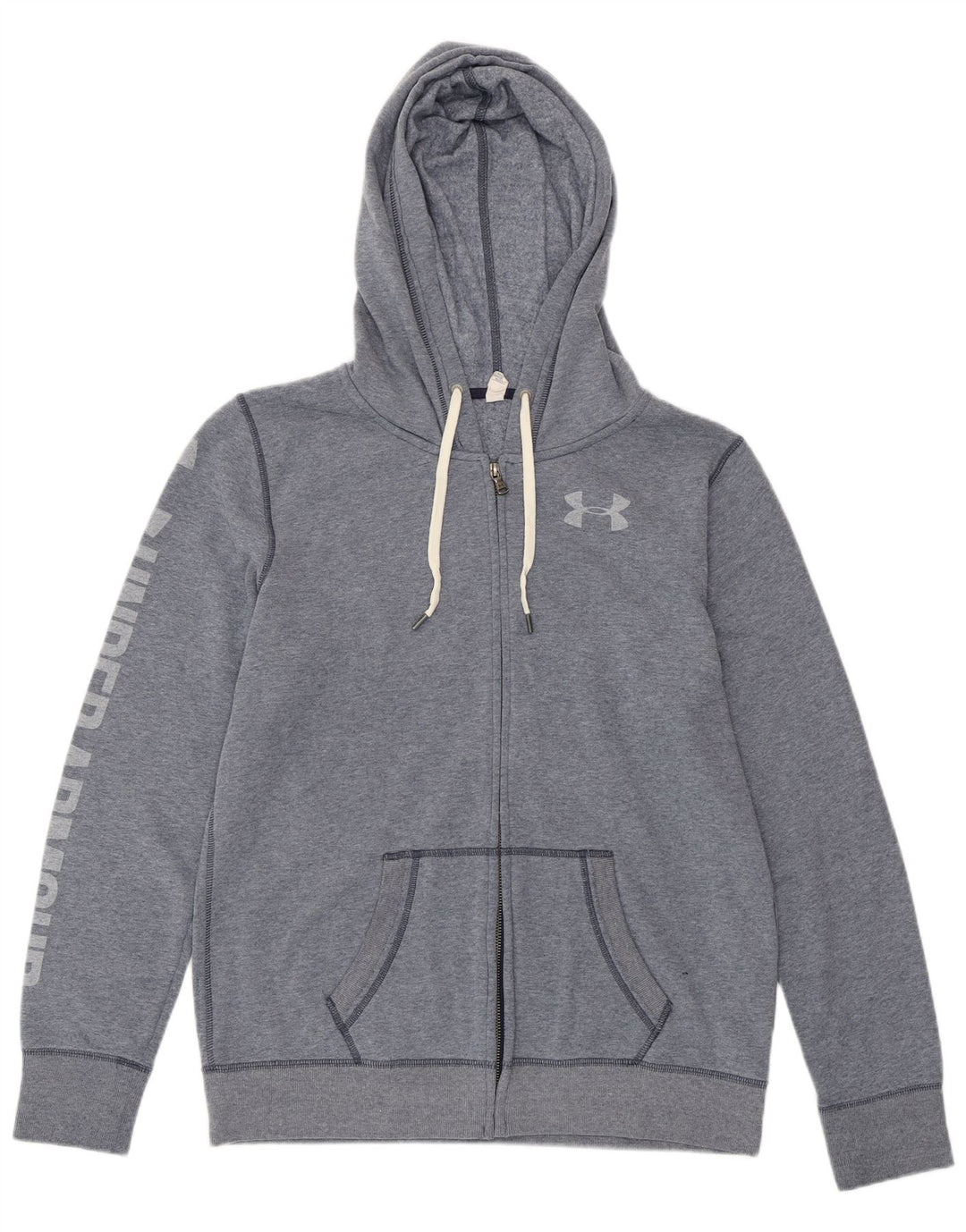 UNDER ARMOUR Herren-Kapuzenpullover mit grafischem Reißverschluss, mittelblaue Baumwolle