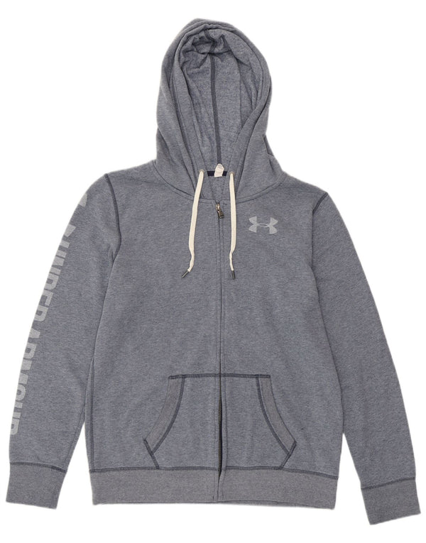 UNDER ARMOUR Herren-Kapuzenpullover mit grafischem Reißverschluss, mittelblaue Baumwolle