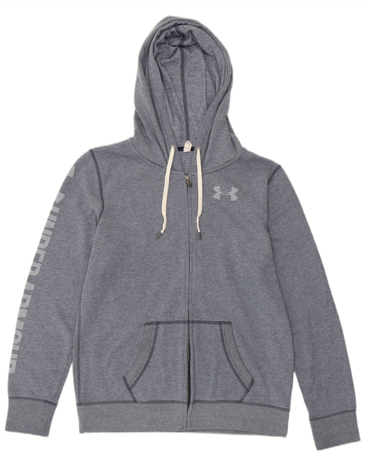 UNDER ARMOUR Herren-Kapuzenpullover mit grafischem Reißverschluss, mittelblaue Baumwolle