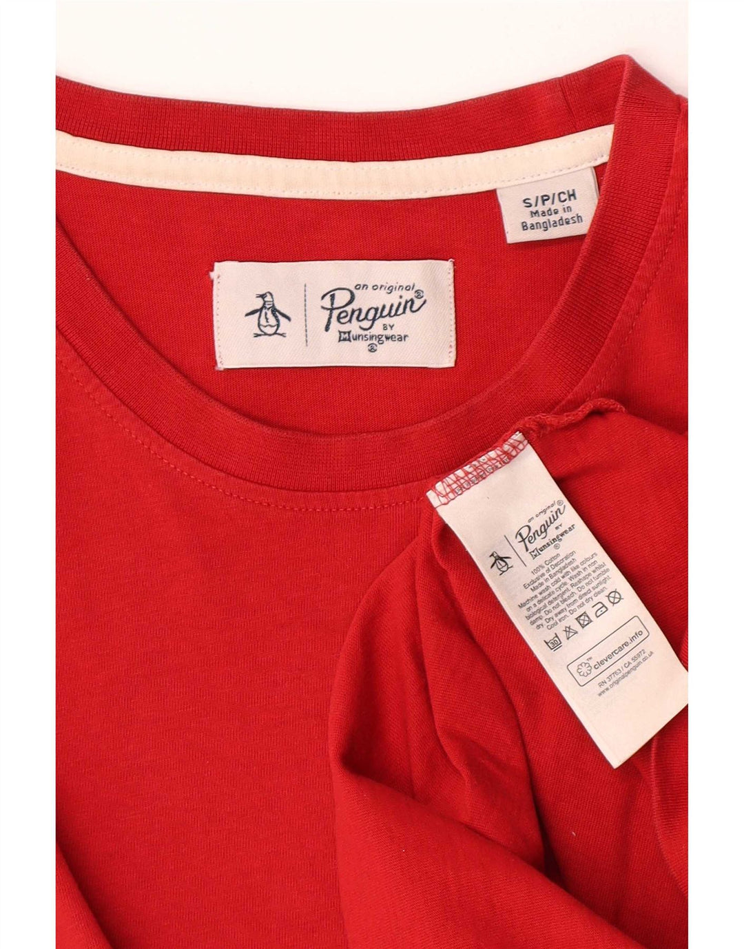 Penguin Herren T-Shirt Top Small aus roter Baumwolle