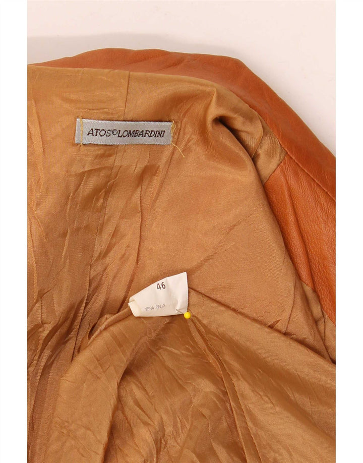 Atos Lombardini Damen 3-Knopf-Lederblazer IT 46 Large Braun