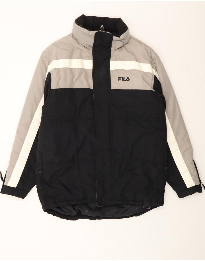 FILA Wattierte Herrenjacke UK 38 Mittelschwarzes Colourblock-Polyamid