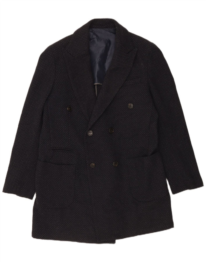 Sirmoney Herren Zweireihiger Blazer Jacke IT 52 XL Marineblau gefleckte Wolle