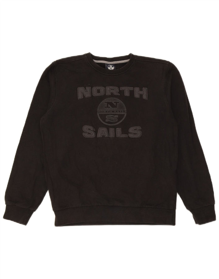 North Sails Jungen-Sweatshirt mit Grafik, 13–14 Jahre, schwarze Baumwolle
