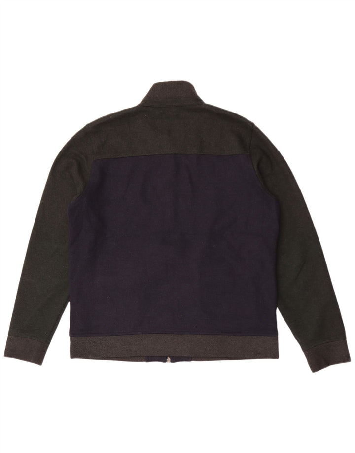 Ted Baker Herren-Bomberjacke, Größe 4, groß, marineblaue Colourblock-Wolle