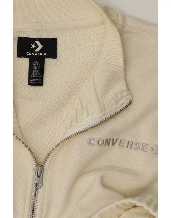 Converse Damen-Trainingsanzug-Top-Jacke UK 14 Mittelweiß