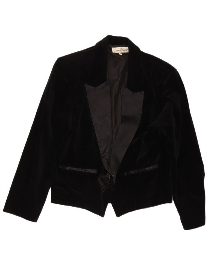 Charlie Chaplin Damen-Blazer aus Samt mit 1 Knopf, IT 46, Größe L, Schwarz