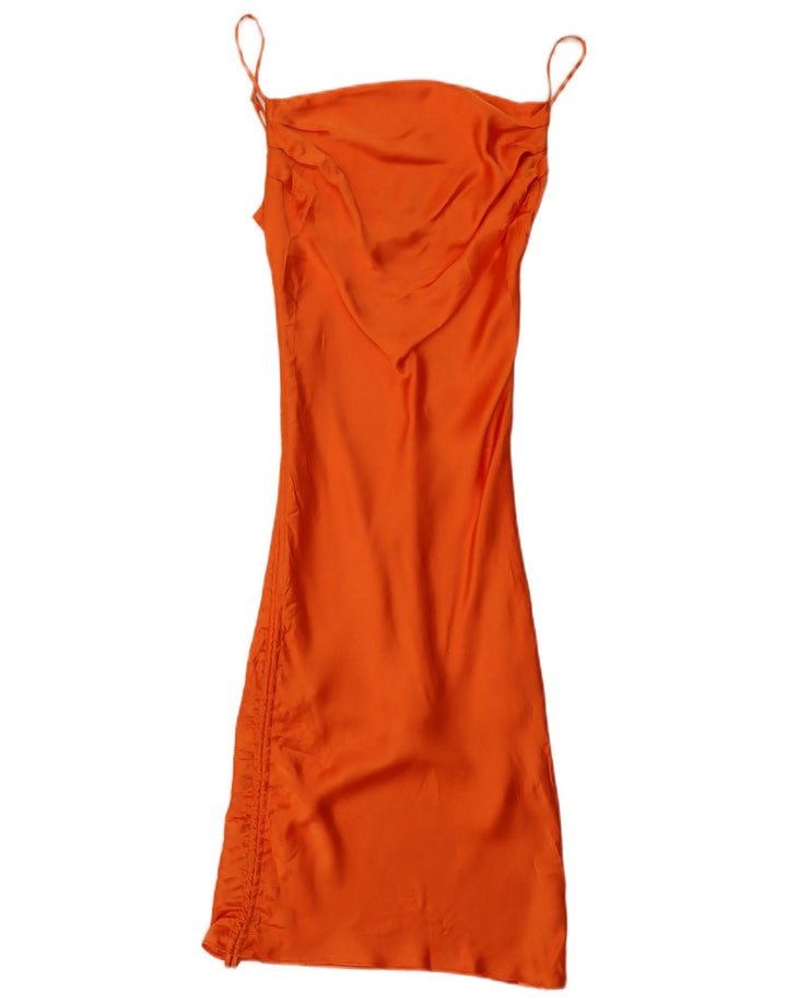 Zara Damen Slip-Kleid UK 4 XS Orange Polyester