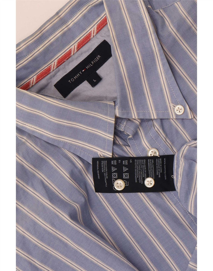 Tommy Hilfiger Herrenhemd, groß, blau gestreift, Baumwolle