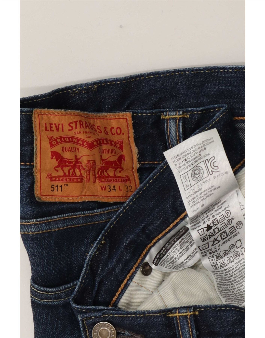 Levi's Herren 511 Slim Jeans W34 L32 Blaue Baumwolle