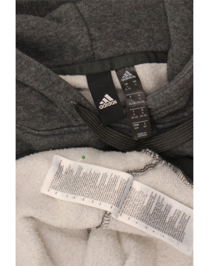 ADIDAS Damen Graphic Hoodie Pullover UK 8/10 Small Graue Baumwolle