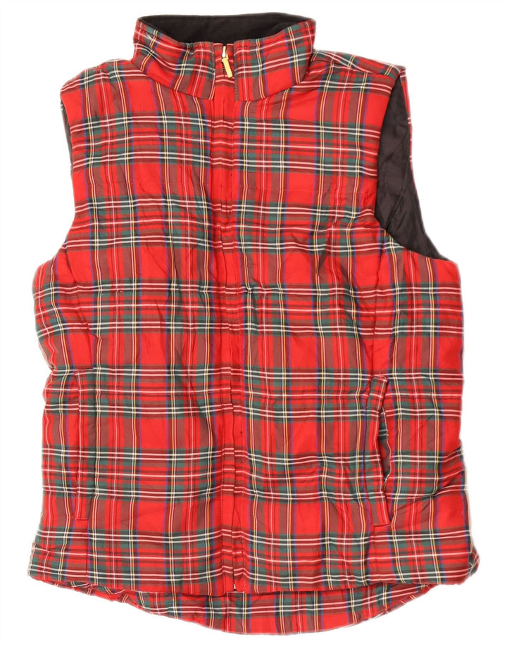 Chaps Wattierte Damenweste UK 14 Mittelrot kariertes Polyester