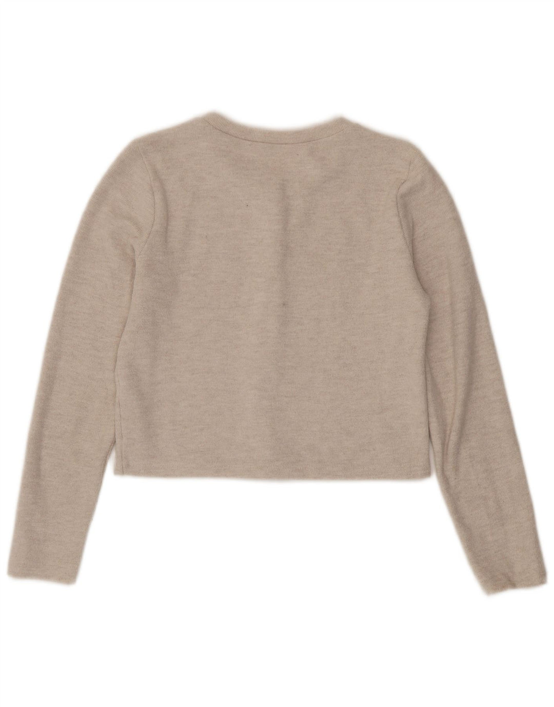 Zara Damen Crop Cardigan Pullover UK 12 Medium Beige Polyester