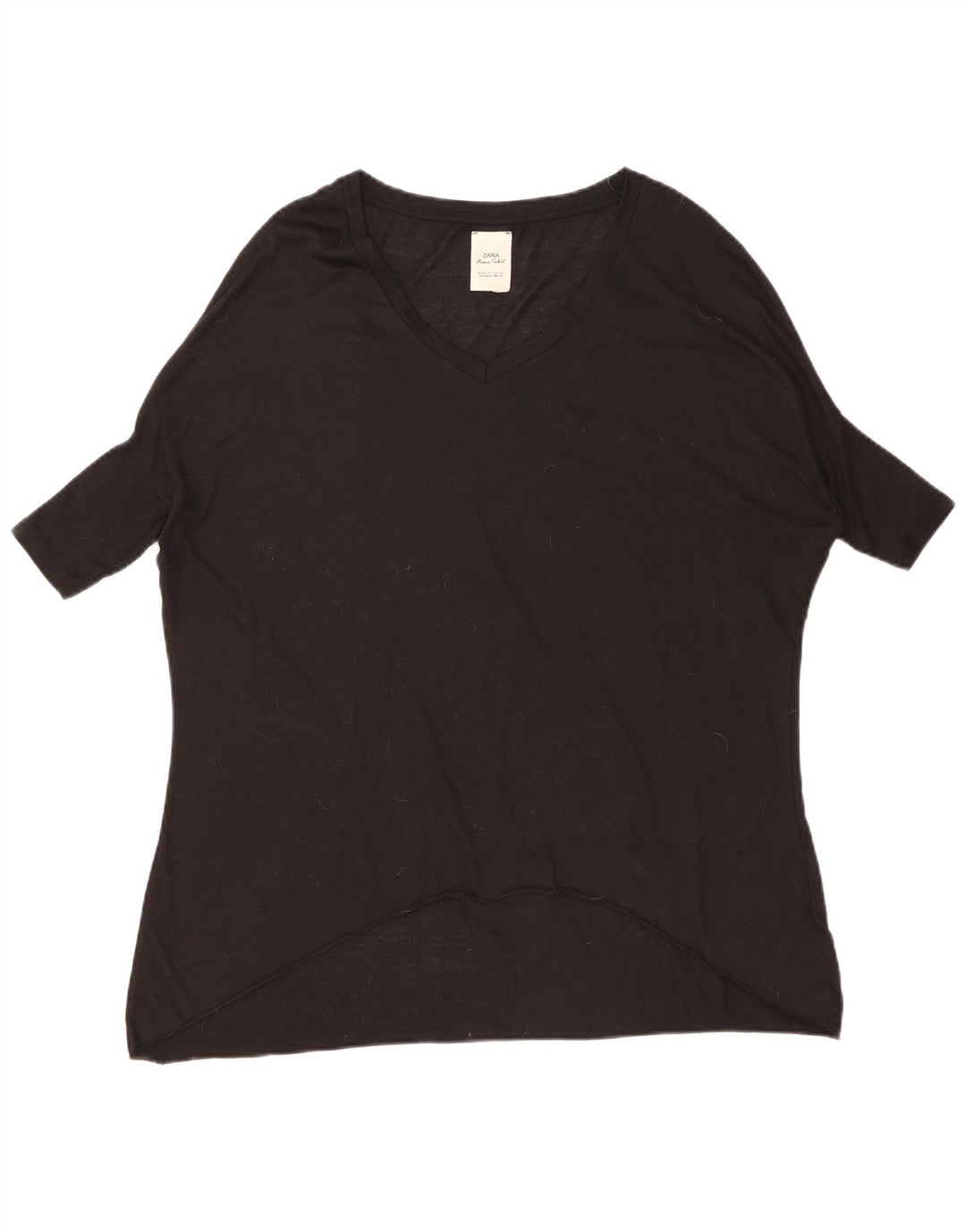 Zara Damen Übergroßes Tunika-Oberteil UK 10 Small Schwarz