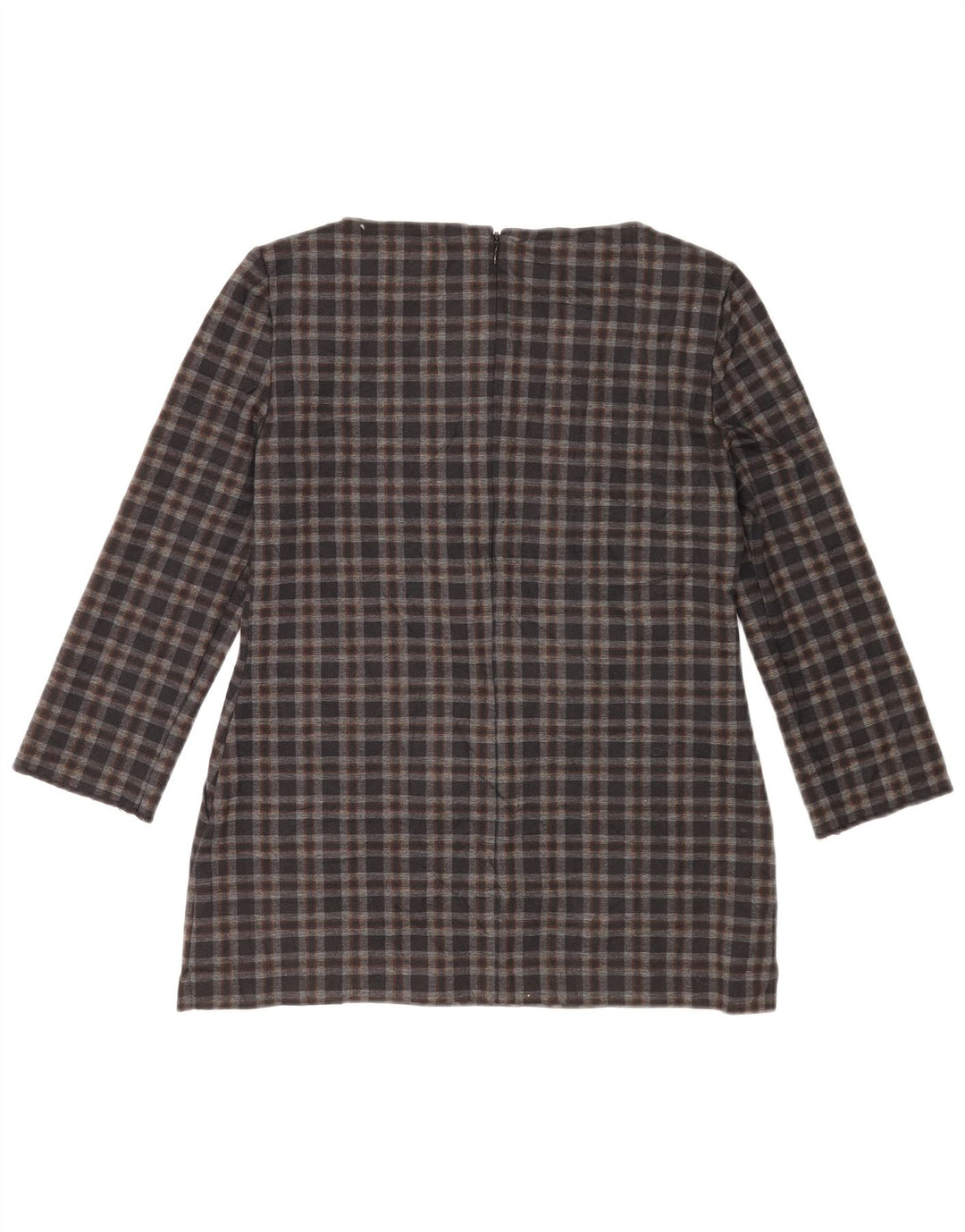 Marks & Spencer Damen-Blusenoberteil mit 3/4-Ärmeln, Gr. 8, klein, grau kariert