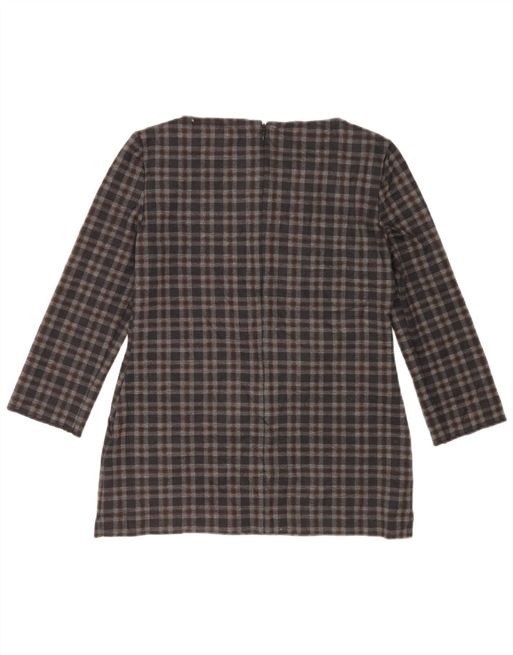 Marks & Spencer Damen-Blusenoberteil mit 3/4-Ärmeln, Gr. 8, klein, grau kariert