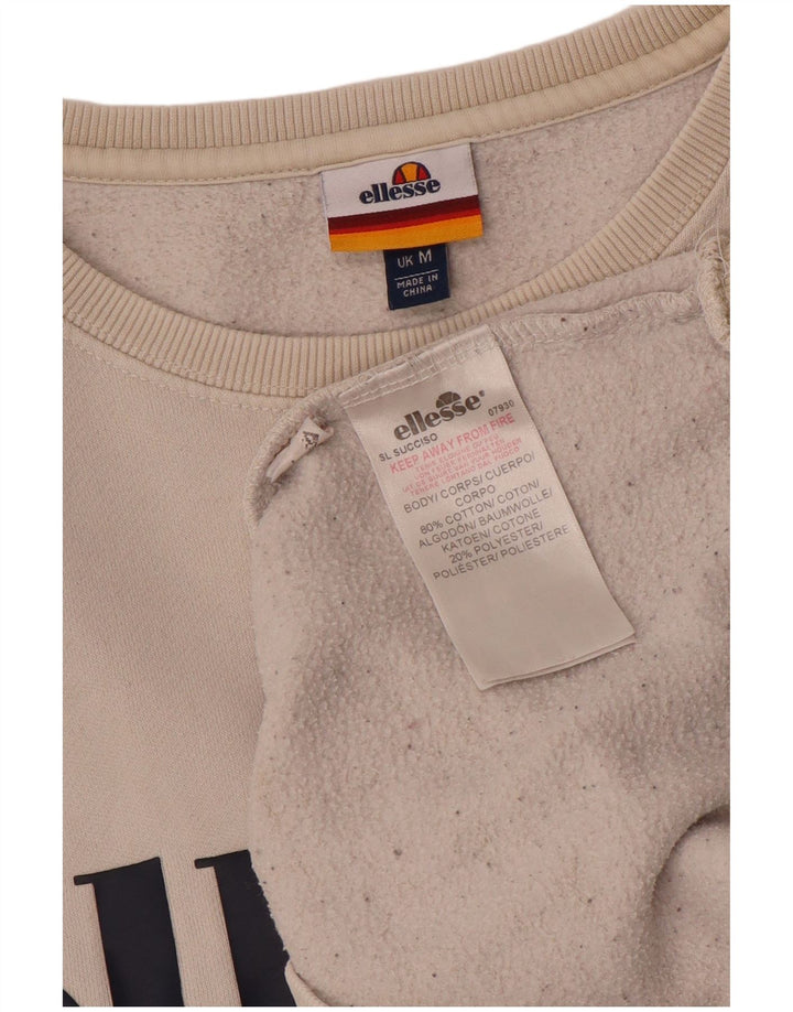 Ellesse Womens Graphic Sweatshirt Pullover UK 14 Mittelweiße Baumwolle