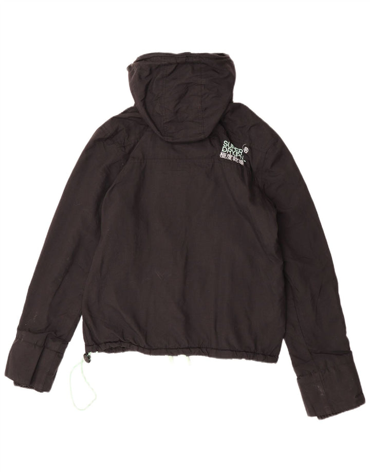 Superdry Damen Windcheater Kapuzen-Windjacke UK 14 Medium Schwarz