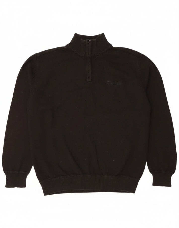 Wrangler Herren-Pullover mit Reißverschluss am Hals, XL, schwarze Baumwolle