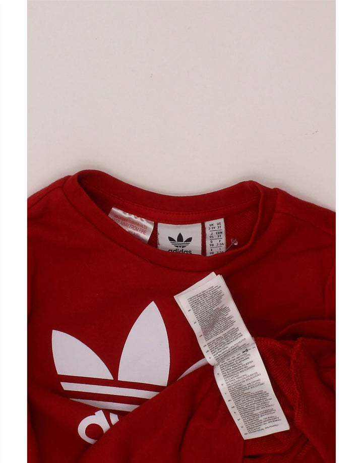 ADIDAS Mädchen-Sweatshirt mit Grafik, 2–3 Jahre, rote Baumwolle