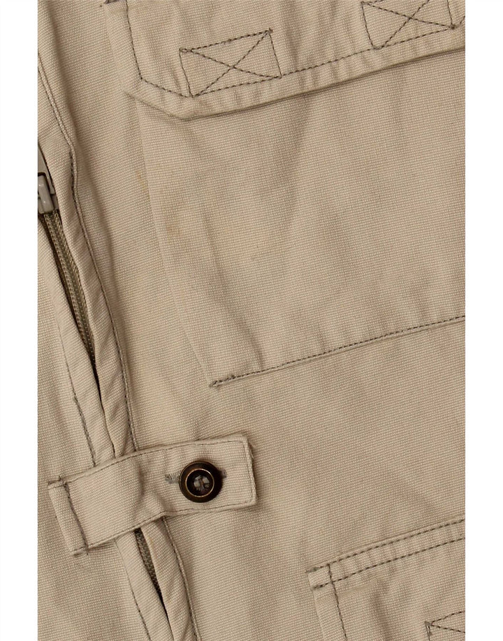 Vintage Damen Utility Gilet UK 14 Mittelbeige Baumwolle