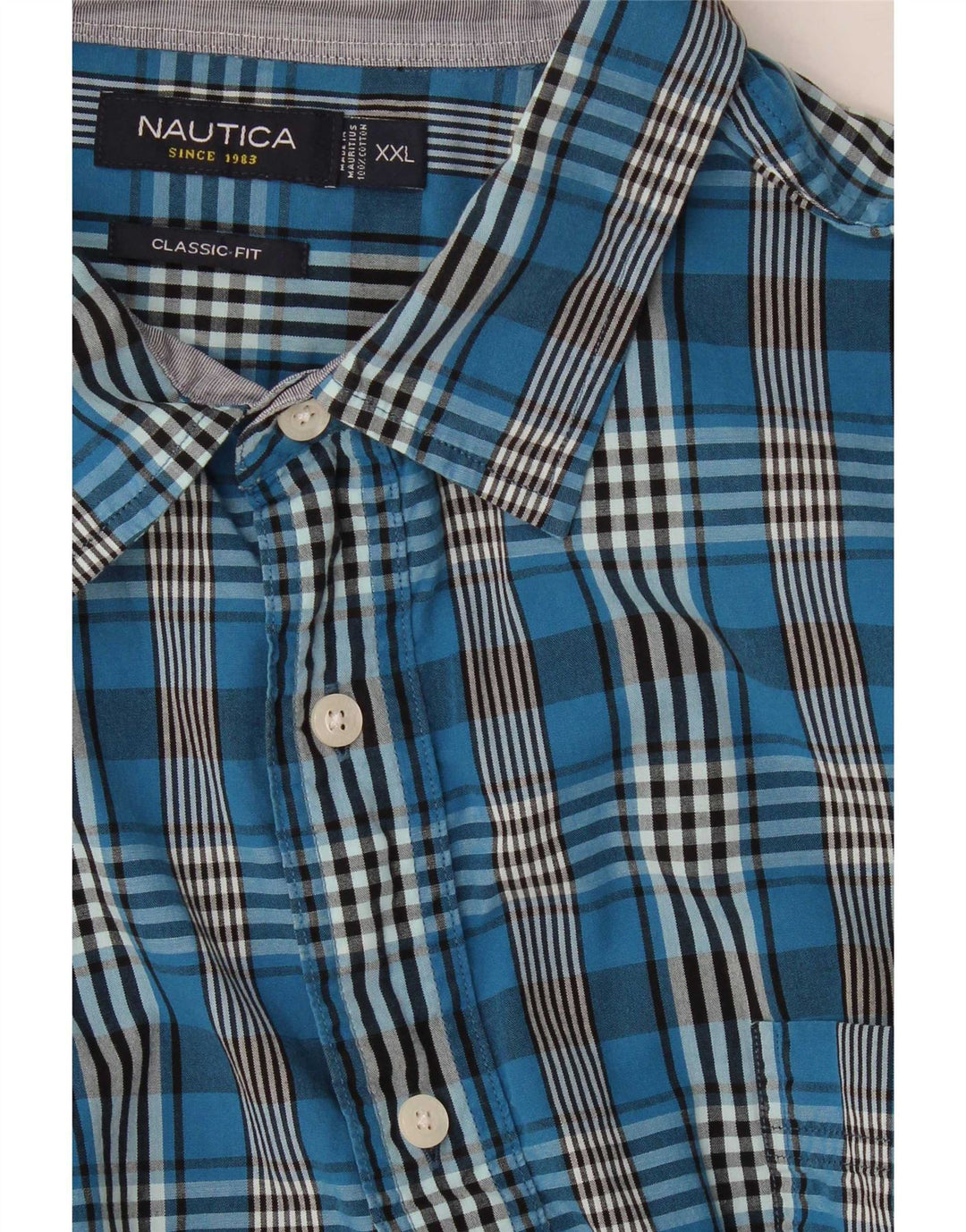 Nautica Herren-Hemd mit klassischer Passform, 2XL, marineblau, kariert, Baumwolle