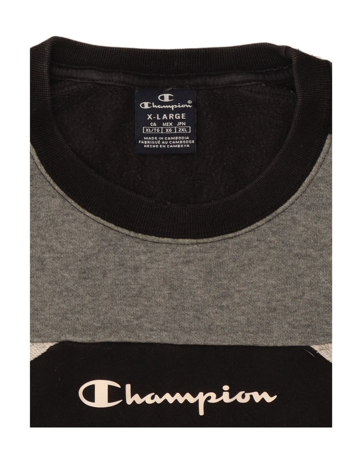 CHAMPION Herren-Sweatshirt mit Grafik, XL, Schwarz, Colourblock-Baumwolle