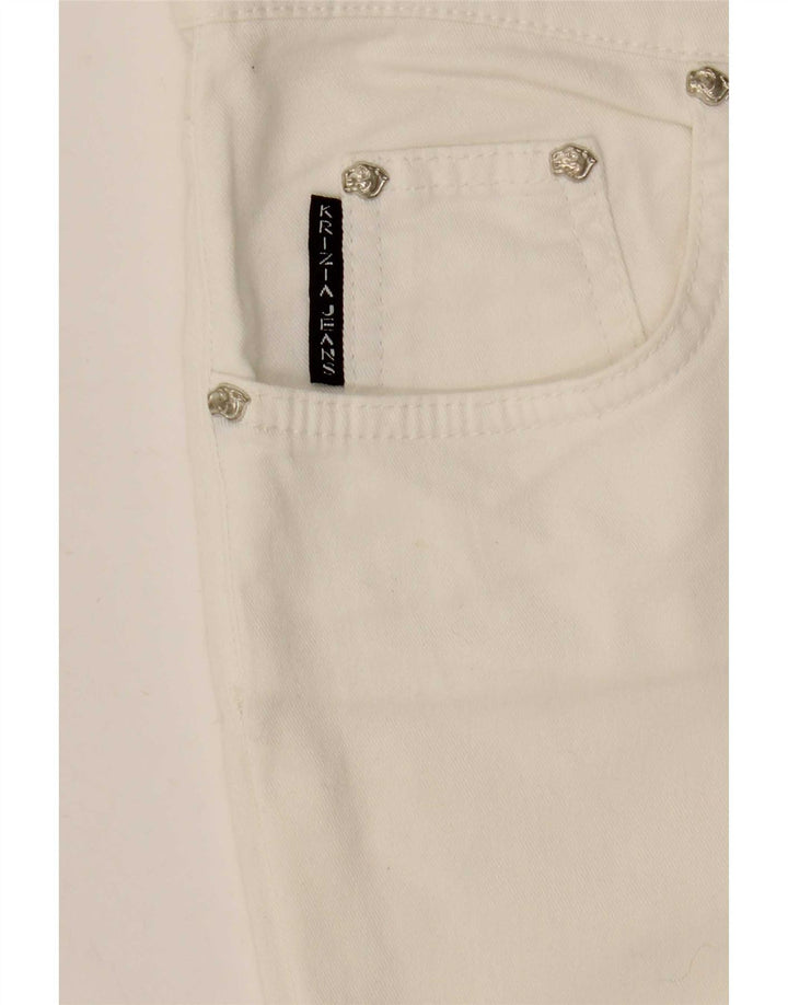 Krizia Damen Graphic Straight Jeans W30 L29 Weiß