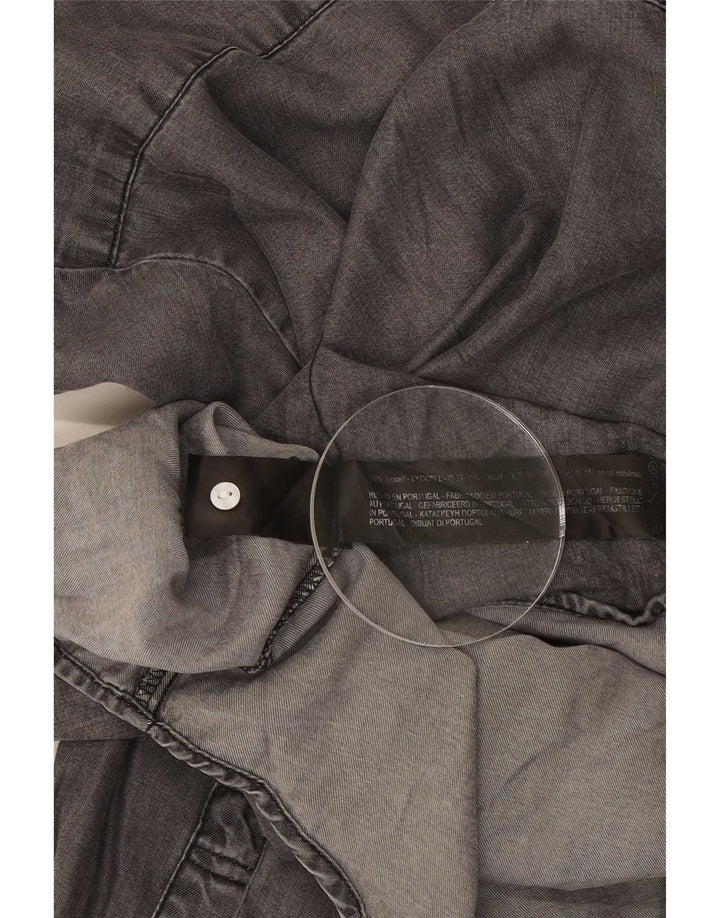 Zara Damen-Pullover-Shirt, übergroß, 3/4-Ärmel, UK 16, Größe L, graues Lyocell