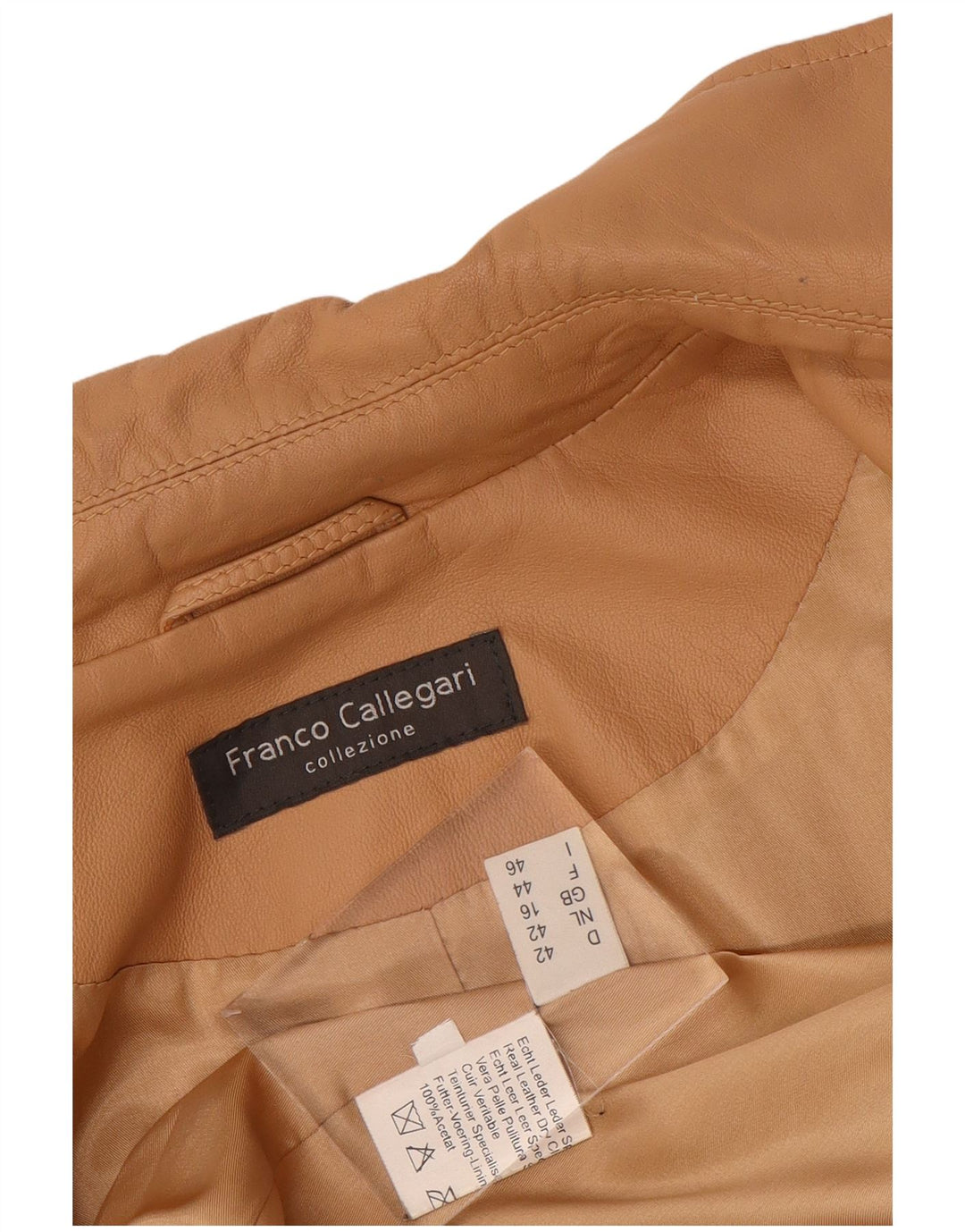 Franco Callegari Damen Bomber-Lederjacke UK 16 Großes beiges Leder