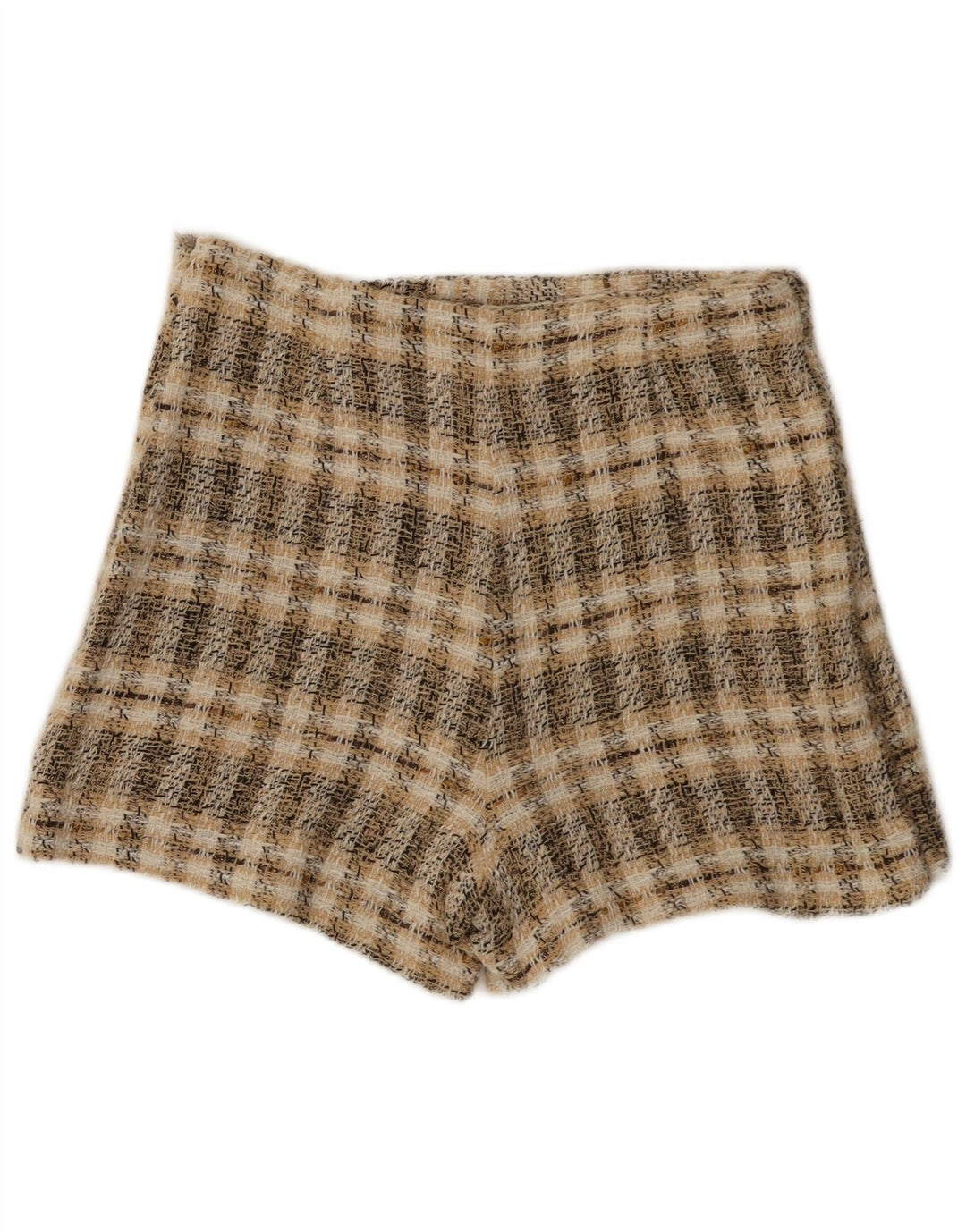 Zara Damen Freizeitshorts Medium W28 Braun kariertes Polyester