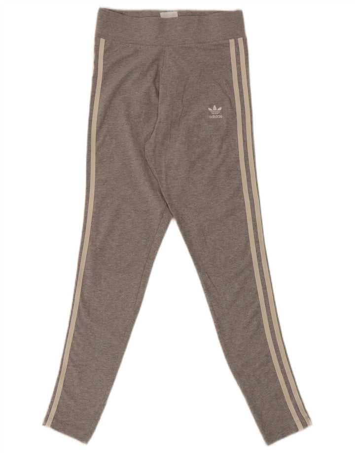 Adidas Damen Leggings UK 8 Small Graue Baumwolle
