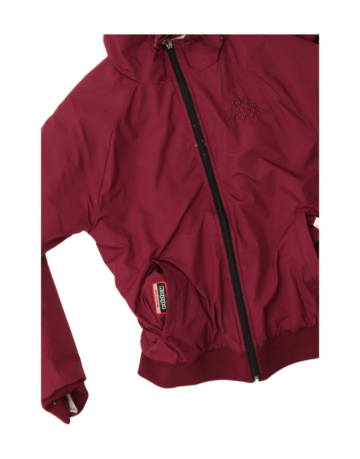 KAPPA Womens Hooded Bomber Jacket UK 14 Medium Maroon Colourblock Vintage Kappa and Second-Hand Kappa from Messina Hembry 