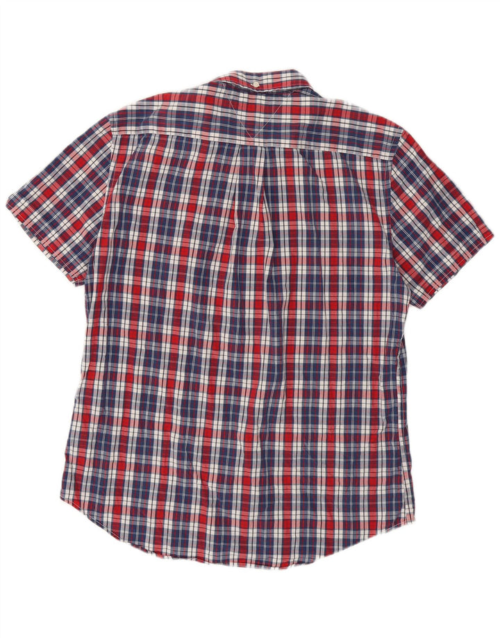 Tommy Hilfiger Herren Kurzarm-Hemd mit individueller Passform, groß, marineblau kariert