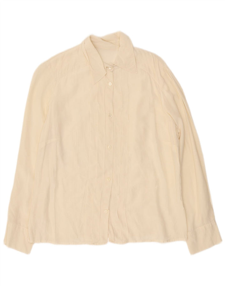 Vintage Damen formelles Hemd UK 16 Large Off White