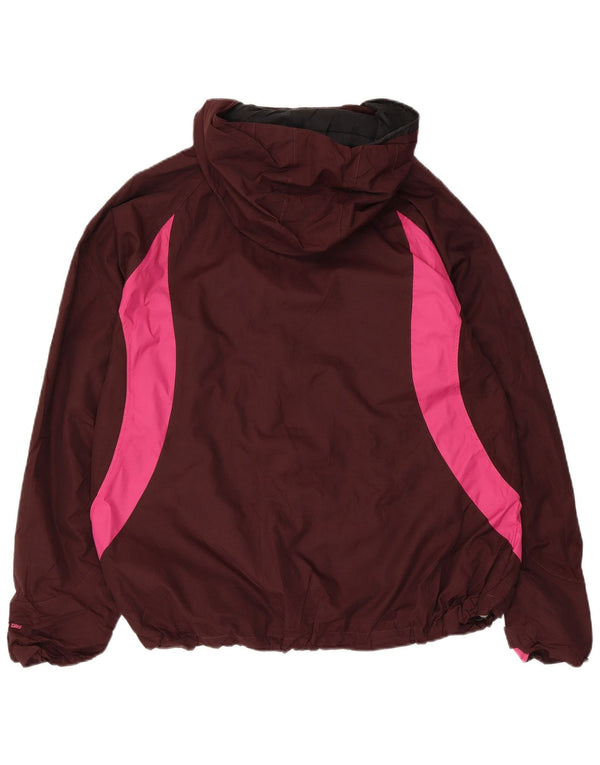 Columbia Womens Interchange Hooded Rain Jacket UK 18 XL Maroon Colourblock