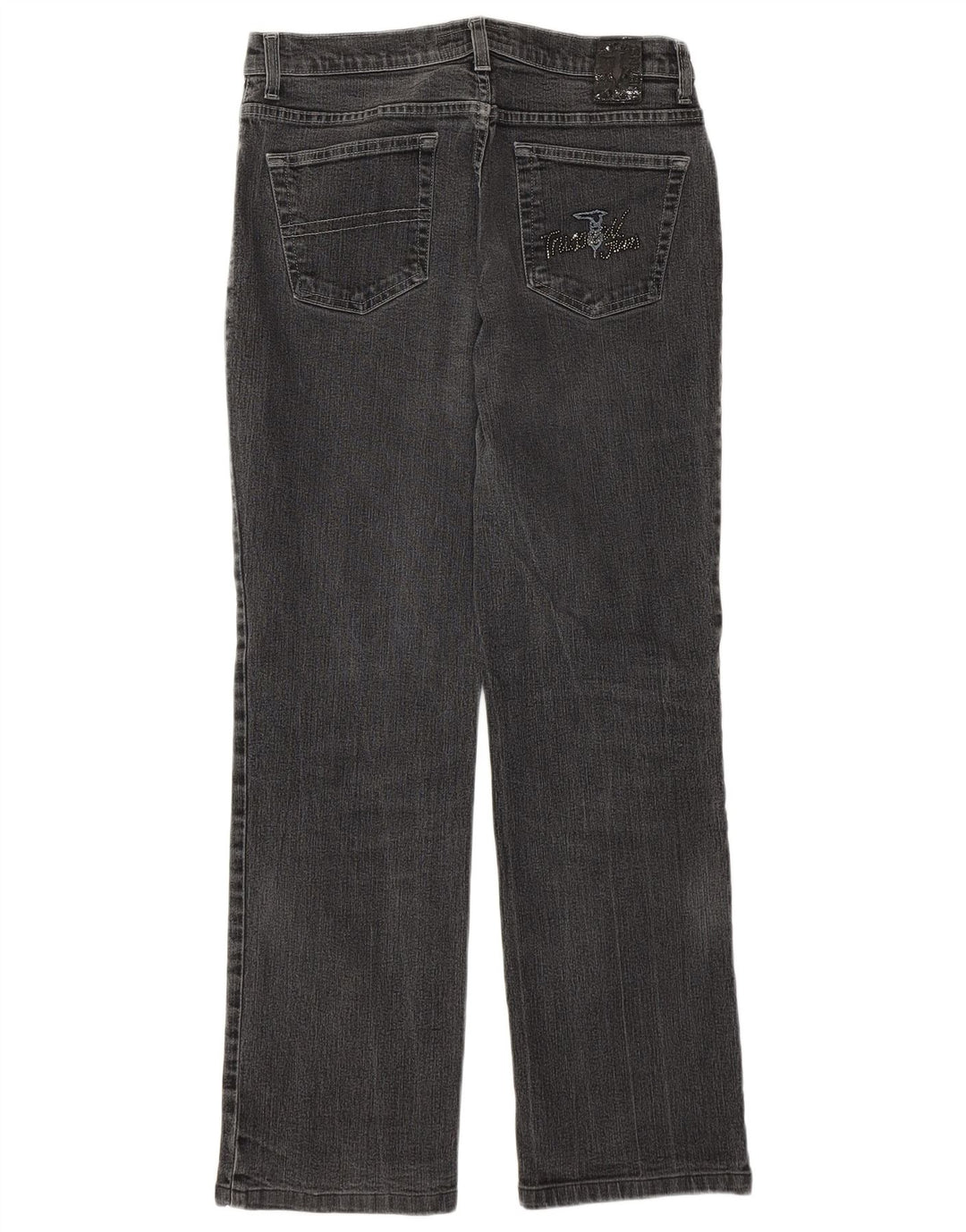 Trussardi Damen Straight Jeans W32 L28 Graue Baumwolle