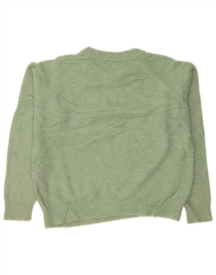 Zara Damen-Pullover mit Rundhalsausschnitt, übergroß, UK 14, mittelgrünes Nylon