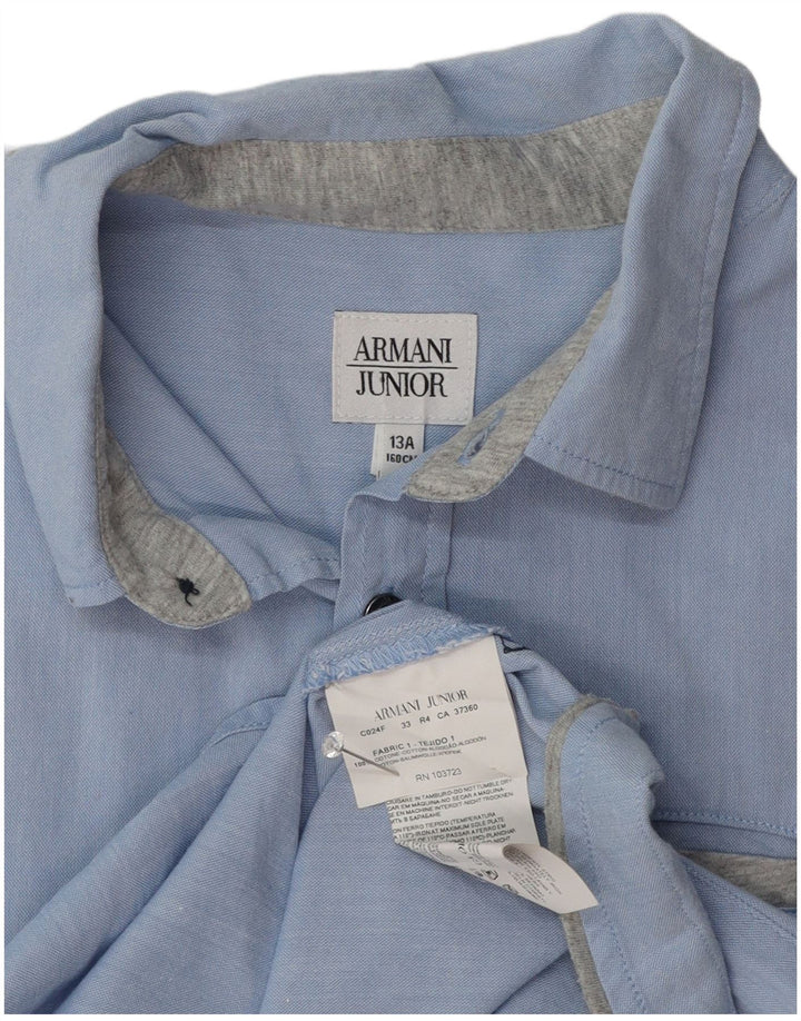 Armani Junior Jungen Kurzarmhemd 12–13 Jahre, blaue Baumwolle