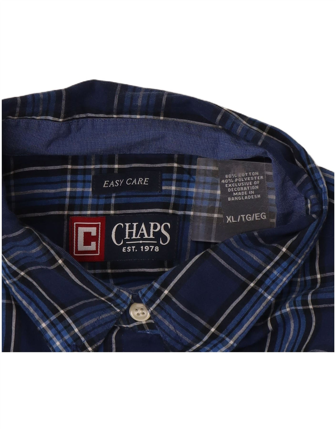 Chaps Herren-Hemd, pflegeleicht, XL, marineblau, kariert, Baumwolle