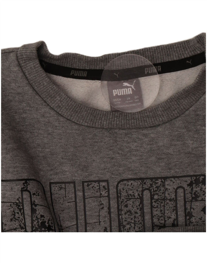 Puma Grafik-Sweatshirt für Jungen, 13–14 Jahre, grau gefleckte Baumwolle